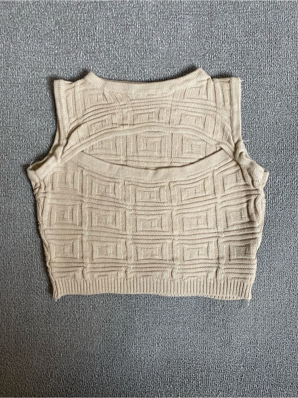 Sleeveless Neutral Fashion Y2K Knit Cut Out Crop Top- Summer Beach